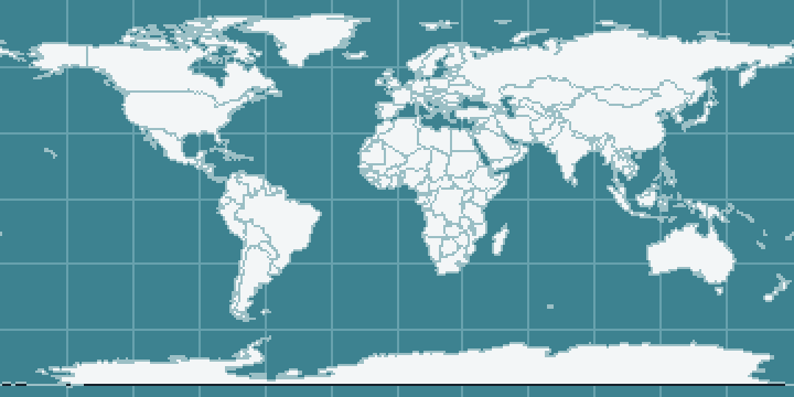 Pixel-style world map based on real geographic boundaries